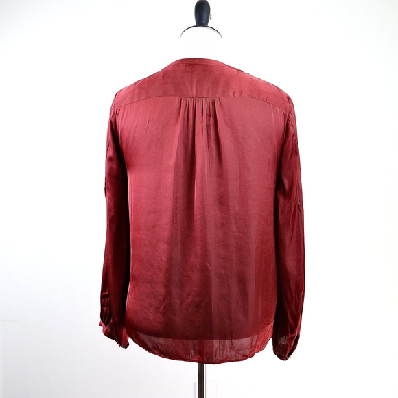 J Crew Size M Featherweight Satin Tie Neck Blouse Clay Tile Orange - Picture 5 of 11